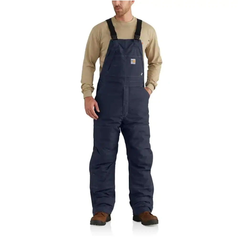 Carhartt Overalls: Men's 102691 410 Dark Navy Flame Resistant Quick Duck Quilt Lined Bib Overalls 1 Carhartt Overalls: Men's 102691 410 Dark Navy Flame Resistant Quick Duck Quilt Lined Bib Overalls