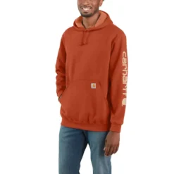 Carhartt Sweatshirts: Men's K288 Q15 Jasper Heather Midweight Hooded Logo Sweatshirt