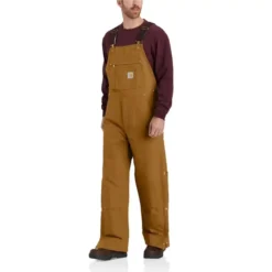 Carhartt Overalls: Men's 104393 BRN Brown Loose Fit Firm Duck Insulated Bib Overall