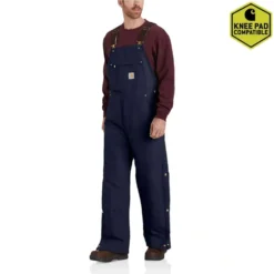 Carhartt Overalls: Men's 104393 DNY Dark Navy Loose Fit Firm Duck Insulated Bib Overall