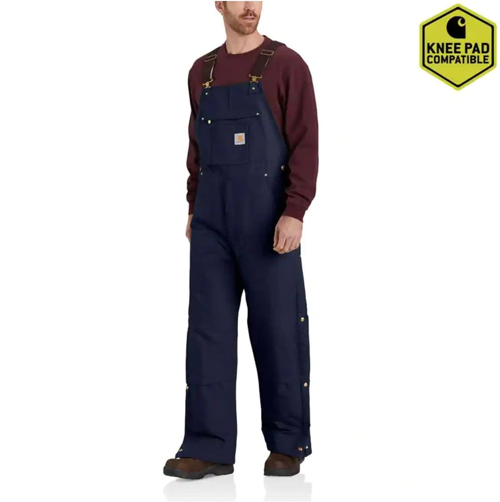 Carhartt Overalls: Men's 104393 DNY Dark Navy Loose Fit Firm Duck Insulated Bib Overall 1 Carhartt Overalls: Men's 104393 DNY Dark Navy Loose Fit Firm Duck Insulated Bib Overall