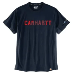 Carhartt Force Shirts: Men's 105203 I26 Navy Relaxed Fit Block Logo Graphic T-Shirt