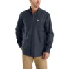 Carhartt Shirts: Men's 103554 412 Navy Rugged Flex Relaxed Fit Midweight Canvas Long Sleeve Shirt