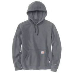 Carhartt Force Sweatshirts: Men's 104983 020 Granite Heather Pullover Flame Resistant Hooded Sweatshirt