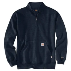 Carhartt Force Sweatshirts: Men's 105028 I26 Navy Flame Resistant Mock Neck Sweatshirt