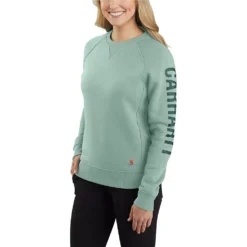Carhartt Sweatshirts: Women's 104410 G86 Succulent Heather Crewneck Relaxed Fit Graphic Sweatshirt