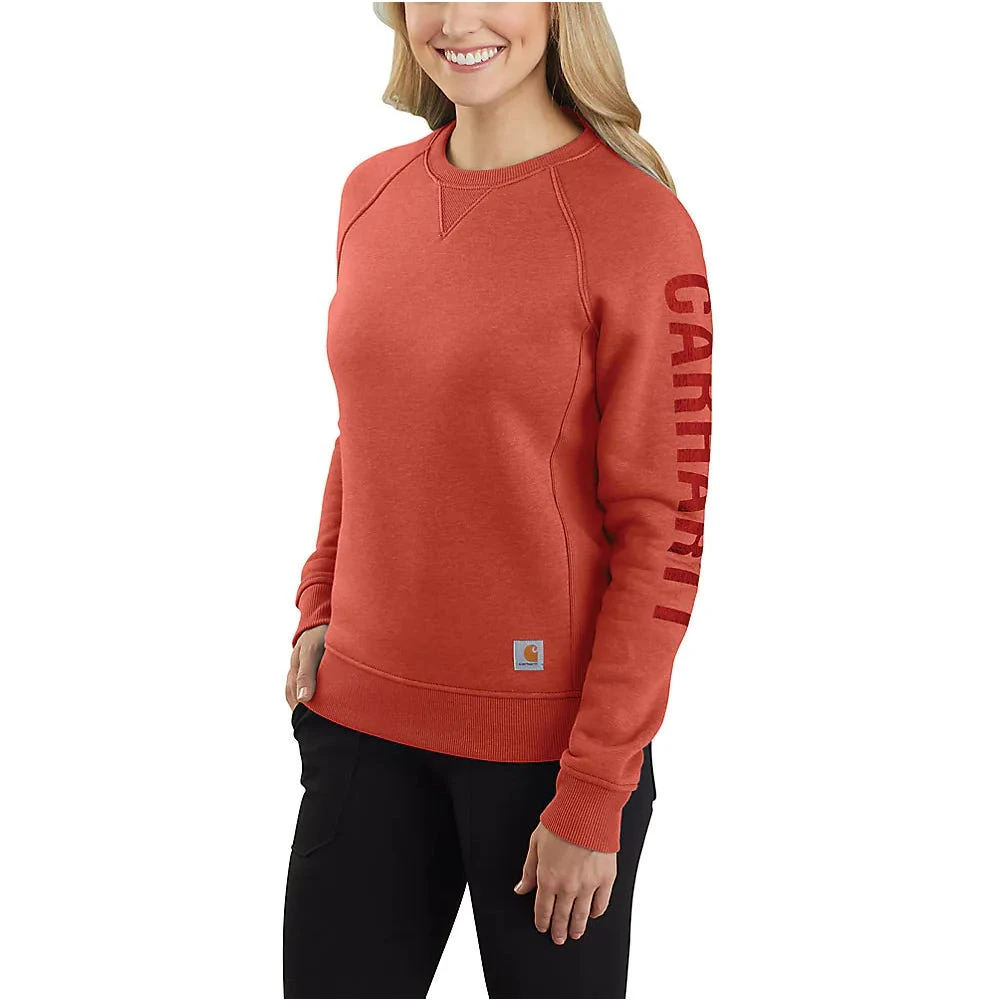 Carhartt Sweatshirts: Women's 104410 R49 Earthen Clay Heather Crewneck Relaxed Fit Graphic Sweatshirt 1 Carhartt Sweatshirts: Women's 104410 R49 Earthen Clay Heather Crewneck Relaxed Fit Graphic Sweatshirt