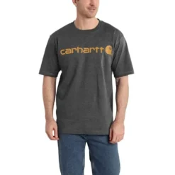Carhartt Shirts: Men's K195 CRH Carbon Heather Cotton Jersey Logo Tee Shirt