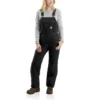 Carhartt Overalls: Women's 104049 BLK Black Quilt Lined Duck Bib Overall