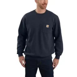 Carhartt Sweatshirts: Men's 103852 472 New Navy Crewneck Midweight Loose Fit Pocket Sweatshirt