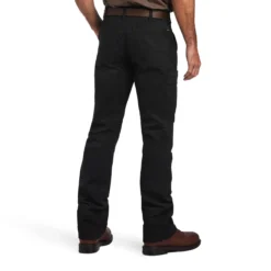 Ariat Rebar Pant: Men's 10041065 Black M5 Straight DuraStretch Washed Twill Dungaree Straight Leg Pant -Tessvero Sales Store f22 mns work 10041065 back