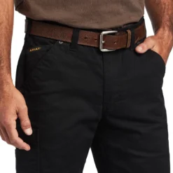 Ariat Rebar Pant: Men's 10041065 Black M5 Straight DuraStretch Washed Twill Dungaree Straight Leg Pant -Tessvero Sales Store f22 mns work 10041065 detail01