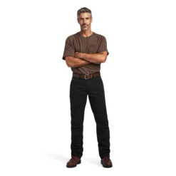 Ariat Rebar Pant: Men's 10041065 Black M5 Straight DuraStretch Washed Twill Dungaree Straight Leg Pant -Tessvero Sales Store f22 mns work 10041065 full