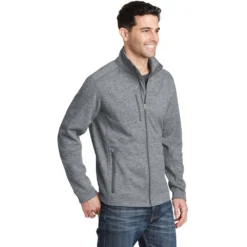 Port Authority Jacket: Men's F231 GRY Grey Digi Stripe Fleece Jacket