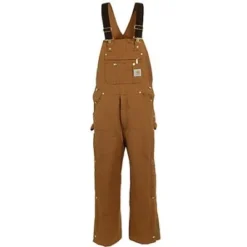 Carhartt Overalls: Men's R41 BRN Brown Cotton Lined Bib Overalls -Tessvero Sales Store image 44041