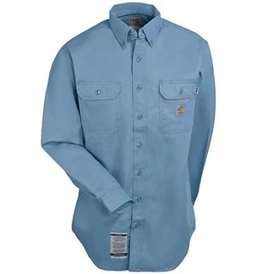 Carhartt Shirts: Men's FR Blue FRS160 MBL Twill Work Shirt 1 Carhartt Shirts: Men's FR Blue FRS160 MBL Twill Work Shirt