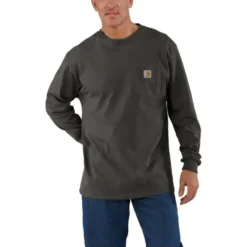 Carhartt Shirts: Men's K126 306 Peat Long Sleeve Pocket Work Shirt