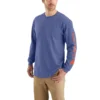 Carhartt Shirts: Men's K231 I35 Dusk Blue Heather Cotton Long Sleeve Logo Shirt