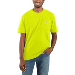 Carhartt Shirts: Men's K87 BLM Brite Lime Heavyweight Short Sleeve Loose Fit Pocket T Shirt 3 Carhartt Shirts: Men's K87 BLM Brite Lime Heavyweight Short Sleeve Loose Fit Pocket T Shirt -Tessvero Sales Store k87 blm