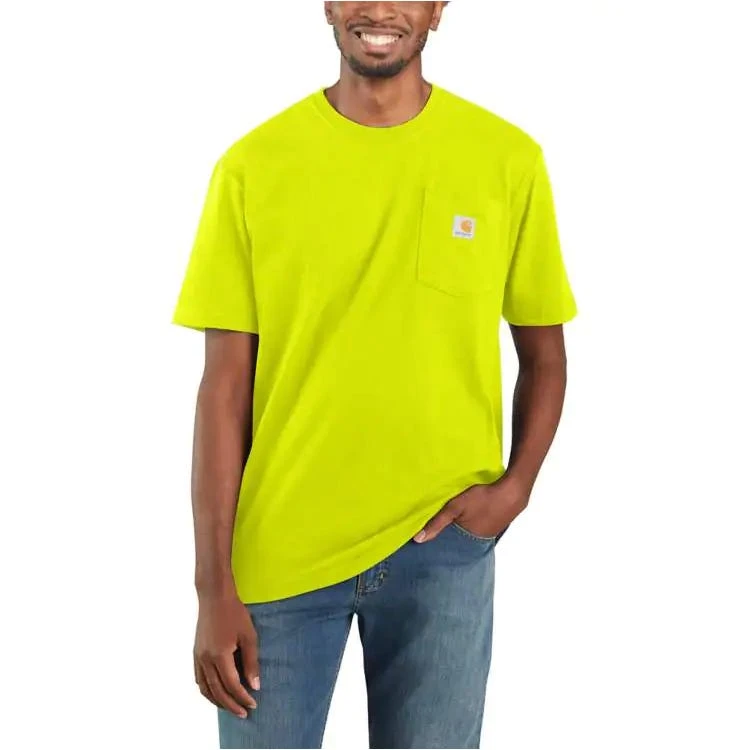 Carhartt Shirts: Men's K87 BLM Brite Lime Heavyweight Short Sleeve Loose Fit Pocket T Shirt 2 Carhartt Shirts: Men's K87 BLM Brite Lime Heavyweight Short Sleeve Loose Fit Pocket T Shirt - Image 2