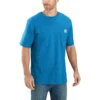 Carhartt Shirts: Men's K87 H72 Marine Blue Heather Weight Pocket Short Sleeve Loose Fit T-Shirt