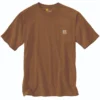 Carhartt Shirts: Men's K87 B00 Oiled Walnut Heather Heavyweight Pocket Short Sleeve Loose Fit T Shirt