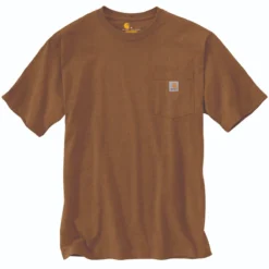 Carhartt Shirts: Men's K87 B00 Oiled Walnut Heather Heavyweight Pocket Short Sleeve Loose Fit T Shirt