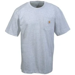 Carhartt Shirts: Men's K87 HGY Heather Grey Heavyweight Short Sleeve Loose Fit Pocket T Shirt -Tessvero Sales Store k87hgy carharttf 01
