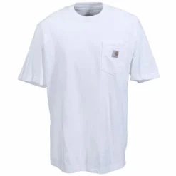 Carhartt Shirts: Men's K87 WHT White Short Sleeve Heavyweight Pocket Loose Fit T Shirt 4 Carhartt Shirts: Men's K87 WHT White Short Sleeve Heavyweight Pocket Loose Fit T Shirt -Tessvero Sales Store k87wht carharttf 01