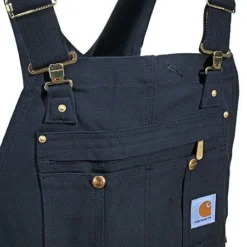Carhartt Overalls: Men's R37 BLK Black Cotton Duck Zip Bib Overalls -Tessvero Sales Store r37blk carharttfd 01 1