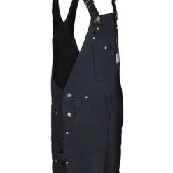 Carhartt Overalls: Men's R37 BLK Black Cotton Duck Zip Bib Overalls -Tessvero Sales Store r37blk carharttr 01 1