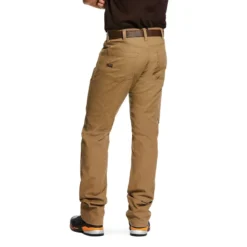 Ariat Rebar Pants: Men's 10030239 Khaki Rebar M4 Low Rise DuraStretch Stackable Straight Leg Pant -Tessvero Sales Store s20 mns work gaglione 10030239 back