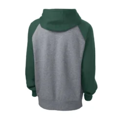 Sport-Tek Sweatshirt: Men's ST267-FGH Forest Green/Vintage Heather Raglan Colorblock Pullover Hooded Sweatshirt 11 Sport-Tek Sweatshirt: Men's ST267-FGH Forest Green/Vintage Heather Raglan Colorblock Pullover Hooded Sweatshirt -Tessvero Sales Store st267 forestgreenvntghthr form back 1