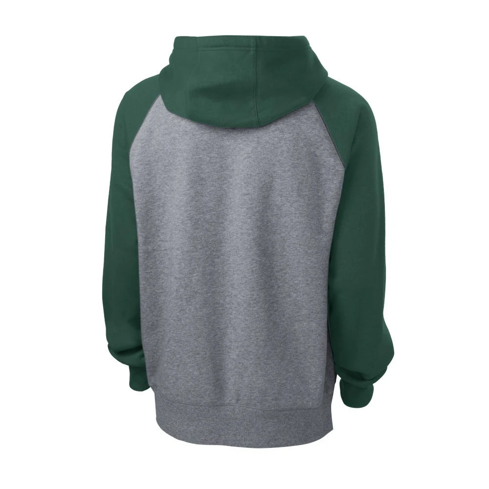 Sport-Tek Sweatshirt: Men's ST267-FGH Forest Green/Vintage Heather Raglan Colorblock Pullover Hooded Sweatshirt 6 Sport-Tek Sweatshirt: Men's ST267-FGH Forest Green/Vintage Heather Raglan Colorblock Pullover Hooded Sweatshirt - Image 6