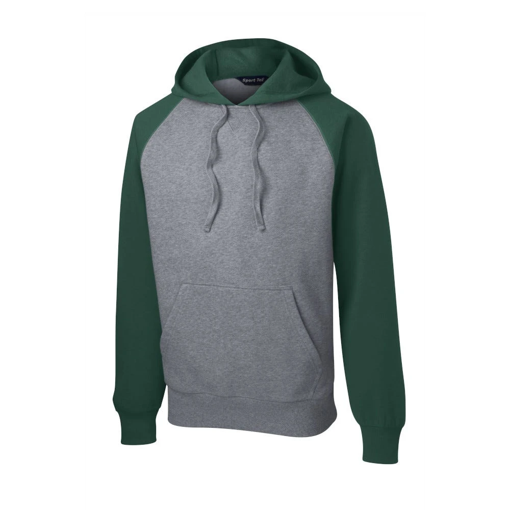 Sport-Tek Sweatshirt: Men's ST267-FGH Forest Green/Vintage Heather Raglan Colorblock Pullover Hooded Sweatshirt 5 Sport-Tek Sweatshirt: Men's ST267-FGH Forest Green/Vintage Heather Raglan Colorblock Pullover Hooded Sweatshirt - Image 5