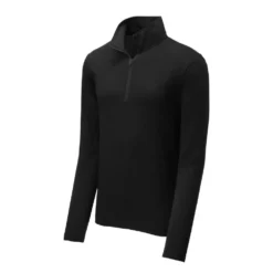 Sport-Tek Pullover: Men's ST407BLK Black Triad Solid PosiCharge Tri-Blend Wicking 1/4-Zip Pullover -Tessvero Sales Store st407 blacktriadsolid form front