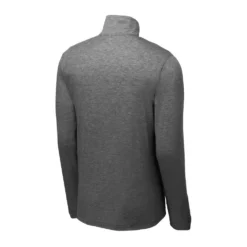 Sport-Tek Pullover: Men's ST407DGH Dark Grey Heather Triad Solid PosiCharge Tri-Blend Wicking 1/4-Zip Pullover -Tessvero Sales Store st407 darkgreyheather form back
