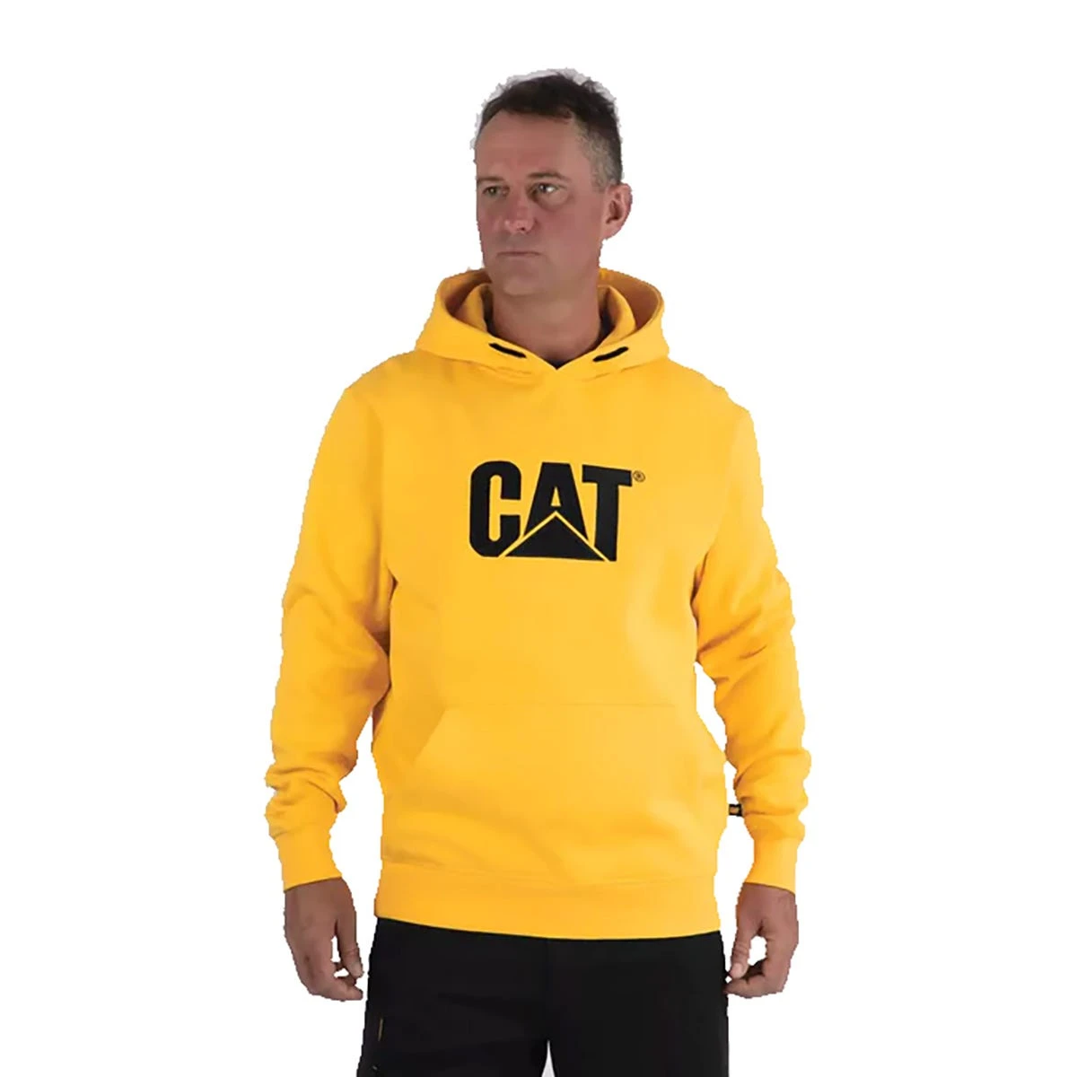 Caterpillar Sweatshirts: Men's W10646 12882 Yellow Black Trademark Hooded Sweatshirt 1 Caterpillar Sweatshirts: Men's W10646 12882 Yellow Black Trademark Hooded Sweatshirt